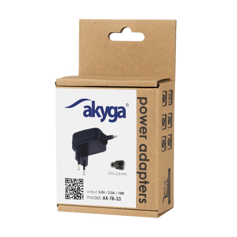 Akyga AK-TB-33 universal tablet power supply (5 V | 2 A | 10 W | DC | 5,5 x 2,5 mm)