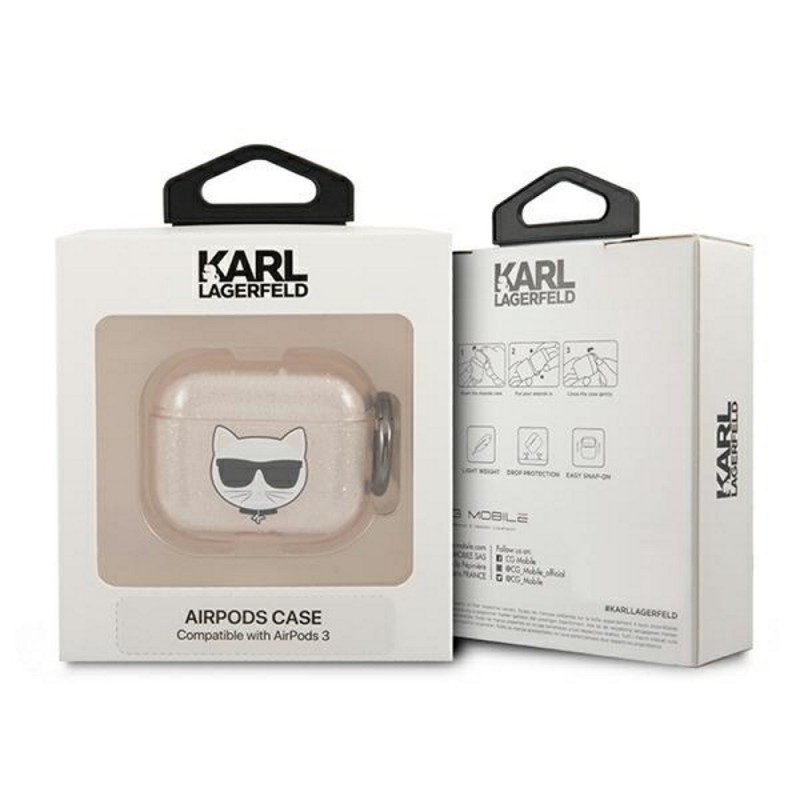 Karl Lagerfeld case for Airpods 3 KLA3UCHGD gold Glitter Choupette