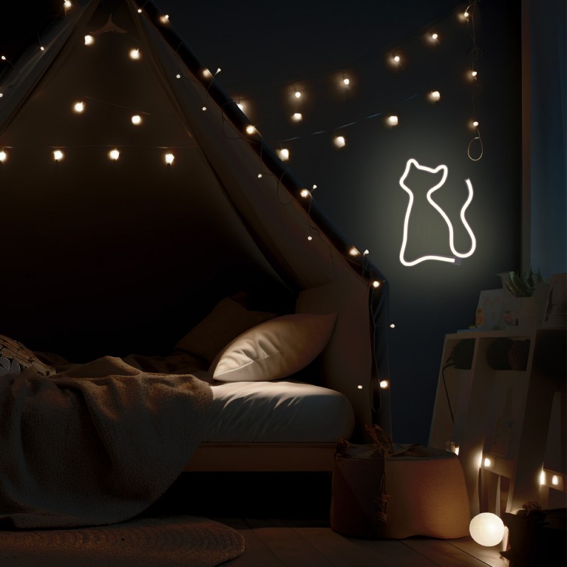 Neon LED Light CAT warm white Bat + USB FLNE03 Forever Light
