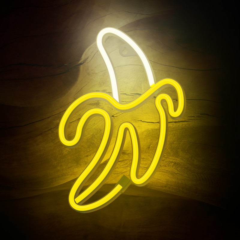 Neon LED Light BANANA white yellow Bat + USB FLNE10 Forever Light