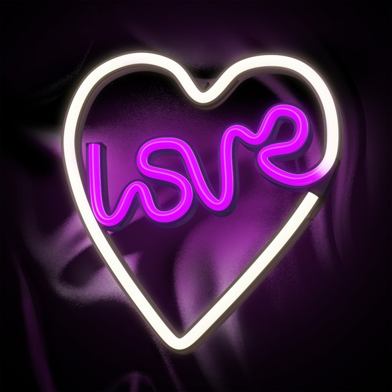 Neon LED Light LOVE HEART purple white NNE02 Neolia