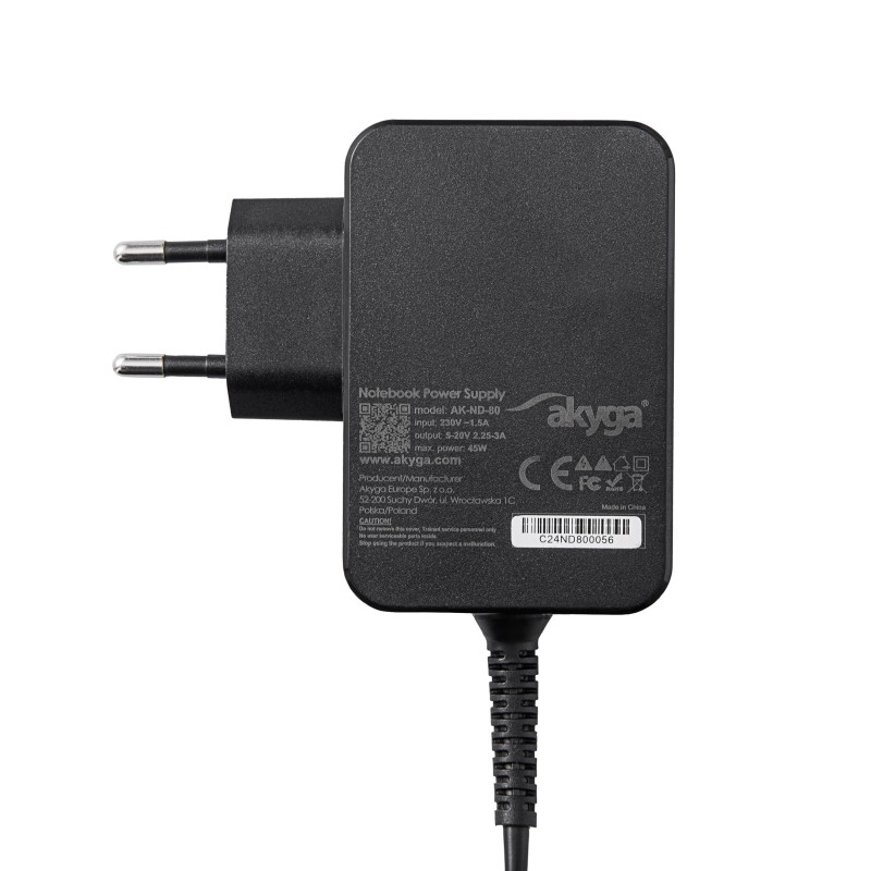 Akyga power supply AK-ND-81 5 - 20V / 3 - 3.25A 65W USB-C Power Delivery 3.0 GaN Akyga power supply AK-ND-81 5 - 20V / 3 - 3.25A 65W USB-C Power Delivery 3.0 GaN