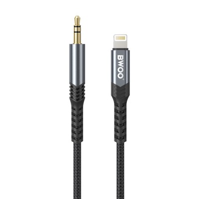 BWOO Cable AUX 3.5mm - Lightning BO-AUX068 black BWOO Cable AUX 3.5mm - Lightning BO-AUX068 black