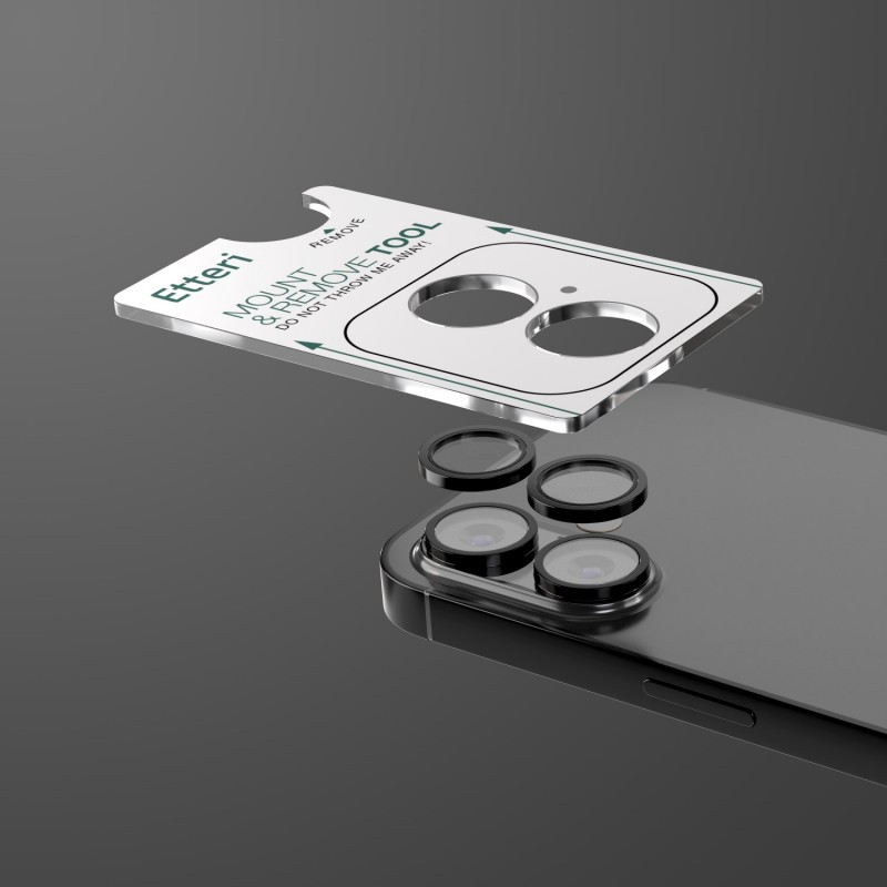 Etteri camera lens protector for iPhone 16 / 16 Plus black