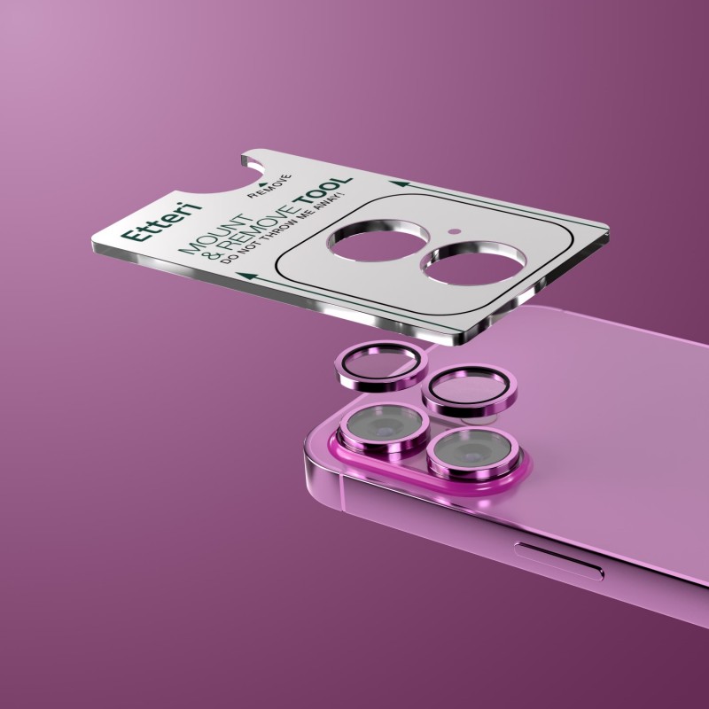 Etteri camera lens protector for iPhone 16 / 16 Plus rose pink