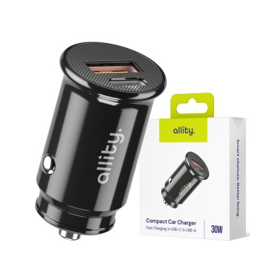 Allity car charger ACC-100-30WAC 1x USB-C 1x USB-A 30W black