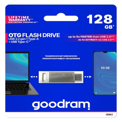 Goodram pendrive 128GB USB 3.2 ODA3 silver TYPE-A+TYPE-C