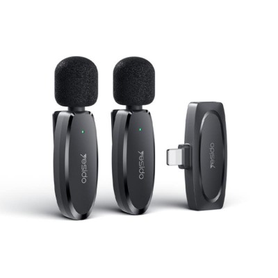 YESIDO KR14 MICROPHONE MEMS 2PCS WITH CLIP LIGHTNING WIRELESS 2,4GHz BLACK