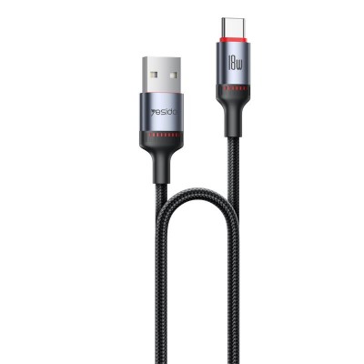 YESIDO CABLE CA129C 18W USB/TYPE-C 1,2M 2A BLACK
