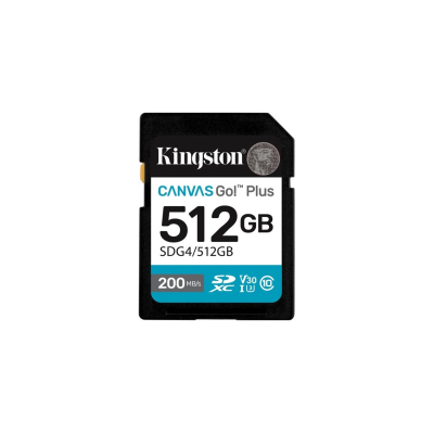 Kingston memory card 512GB SDXC Canvas Go Plus Gen4 200MB/s C10 UHS-I U3 V30