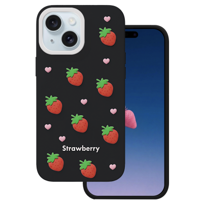 Strawberry case for iPhone 13 / 14 / 15 6,1" black