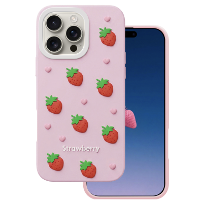 Strawberry case for iPhone 16 Pro Max 6,9" pink