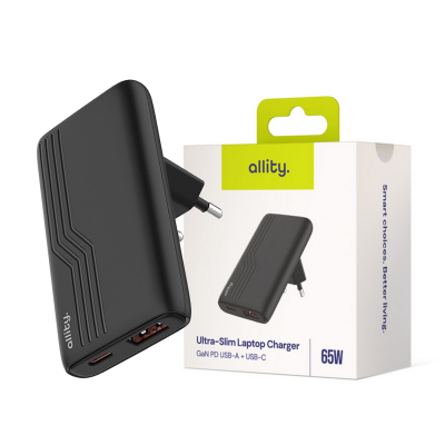 Allity GaN PD QC charger ATC-02-65WAC 1x USB-C 1x USB-A 65W black
