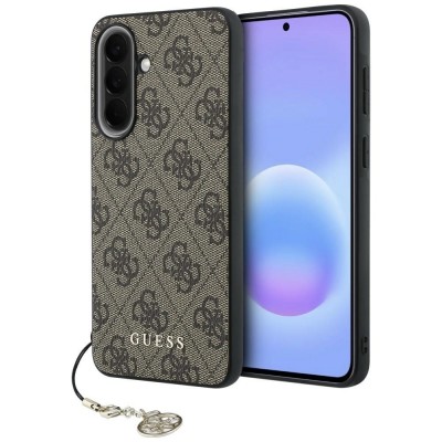 Guess HC PU 4G Classic Logo case with charm for Samsung Galaxy A37 brown