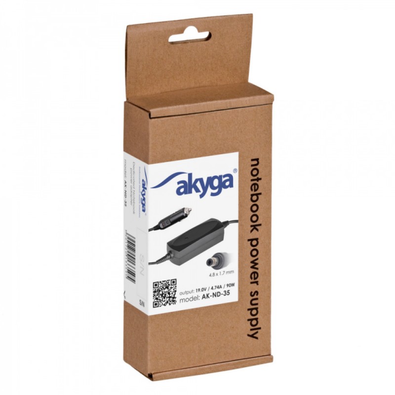 Akyga AK-ND-35 car notebook power supply dedicated for HP 19V | 4,74 A | 90W | 4,8 x 1,7 mm) Akyga AK-ND-35 car notebook power supply dedicated for HP 19V | 4,74 A | 90W | 4,8 x 1,7 mm)